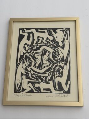Vintage Framed Art Limited Edition “Prayer Is A Puzzle”   15”x12” Maze Labyrinth
